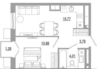 1-комнатная квартира на продажу, 35.7 м2, Астрахань