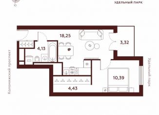 Продам однокомнатную квартиру, 40.5 м2, Санкт-Петербург, метро Пионерская