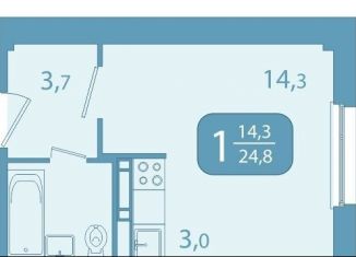 Однокомнатная квартира на продажу, 24.8 м2, Томск, улица Юрия Ковалёва, 47