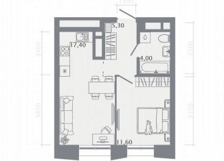 Продается 1-комнатная квартира, 38.3 м2, Казань