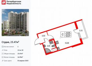 Квартира на продажу студия, 23.5 м2, Бугры