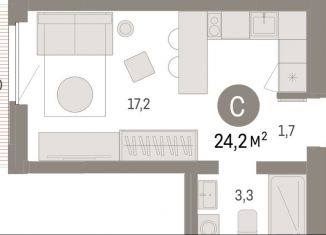 Продажа квартиры студии, 24.2 м2, Липецкая область, площадь Петра Великого, 1