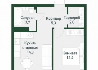 Продажа однокомнатной квартиры, 39.9 м2, Кременкульское сельское поселение