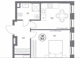 Продам однокомнатную квартиру, 36.3 м2, Москва, метро Люблино