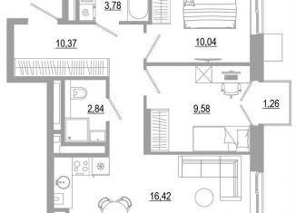 2-ком. квартира на продажу, 54.3 м2, Астрахань