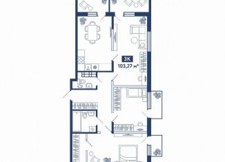 Продам трехкомнатную квартиру, 103.3 м2, Тюмень, улица Павла Никольского, 2, ЖК Акватория