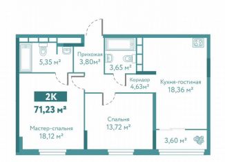 Продам 2-ком. квартиру, 71.2 м2, Тюмень, улица Павла Никольского, 10к1блок2, ЖК Акватория