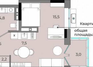 Продам квартиру студию, 36.6 м2, Удмуртия, улица имени В.С. Тарасова, 6