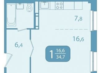 Продается 1-ком. квартира, 34.7 м2, Томск, улица Юрия Ковалёва, 47