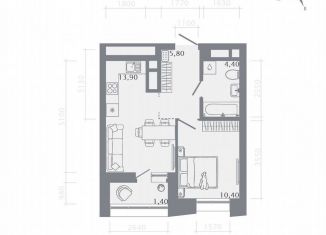 Продается однокомнатная квартира, 35.9 м2, Казань