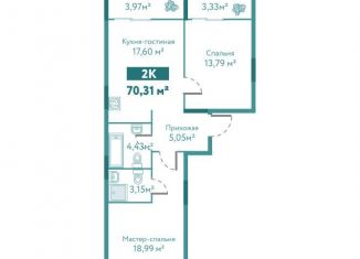 Продается двухкомнатная квартира, 70.3 м2, Тюмень, улица Павла Никольского, 14, ЖК Акватория