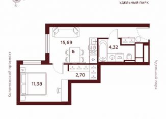 1-комнатная квартира на продажу, 34.1 м2, Санкт-Петербург, Коломяжский проспект, муниципальный округ Комендантский Аэродром