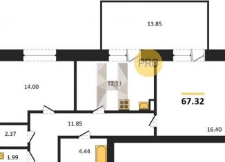 Продаю 2-ком. квартиру, 67.3 м2, Воронежская область, Кленовая улица, 4