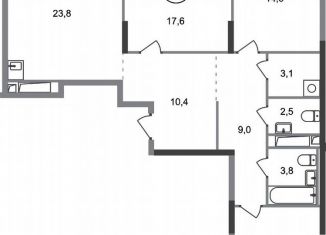 Продажа 3-комнатной квартиры, 98.9 м2, деревня Рассказовка, деревня Рассказовка, 2