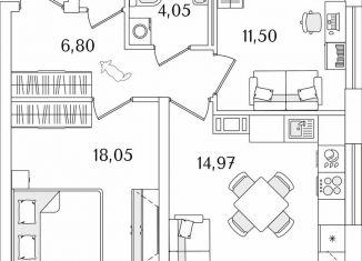 Продаю двухкомнатную квартиру, 59.1 м2, Санкт-Петербург, Невский район, Октябрьская набережная, 116