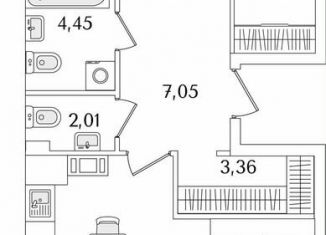 Продам 2-комнатную квартиру, 68.5 м2, Санкт-Петербург, Октябрьская набережная, 116, муниципальный округ Народный