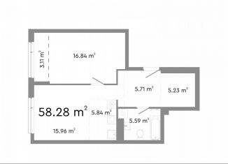 Продаю 2-ком. квартиру, 58.3 м2, Челябинская область