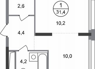 Продажа 1-ком. квартиры, 31.4 м2, деревня Рассказовка, деревня Рассказовка, 2