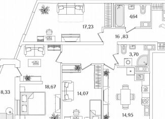 Продаю 3-комнатную квартиру, 94.3 м2, Санкт-Петербург, метро Пролетарская, Октябрьская набережная, 116