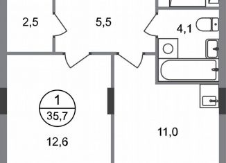 Продам 1-ком. квартиру, 35.7 м2, Москва, деревня Рассказовка, 2