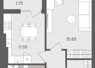 Продается однокомнатная квартира, 43.9 м2, Светлогорск