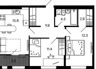 Продам 2-ком. квартиру, 60 м2, Пензенская область, улица Измайлова, 38к3