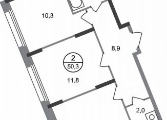 Продам 2-ком. квартиру, 50.3 м2, деревня Рассказовка, деревня Рассказовка, 2