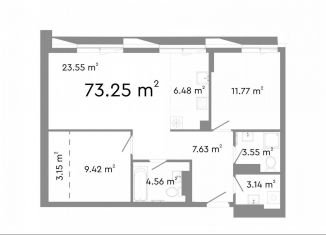 Продаю 3-ком. квартиру, 73.3 м2, Челябинск