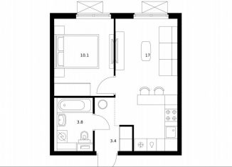 Продам 1-комнатную квартиру, 34.3 м2, Мытищи