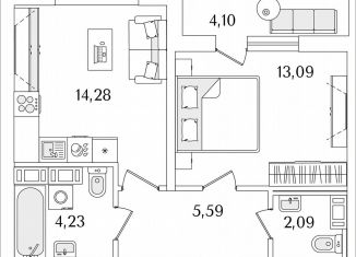 Продается однокомнатная квартира, 41.3 м2, Санкт-Петербург, Октябрьская набережная, метро Ломоносовская