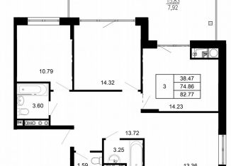 Продаю трехкомнатную квартиру, 82.8 м2, село Павловская Слобода, Изумрудная улица, 6к5, ЖК Сказка