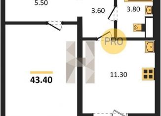 1-комнатная квартира на продажу, 43.4 м2, Воронеж, Левобережный район, Ростовская улица, 18А