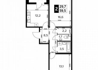 Продам двухкомнатную квартиру, 59.5 м2, Москва, САО, Ленинградское шоссе, 228к1