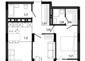 Продается трехкомнатная квартира, 60.5 м2, Новосибирская область, улица Ясный Берег, 12