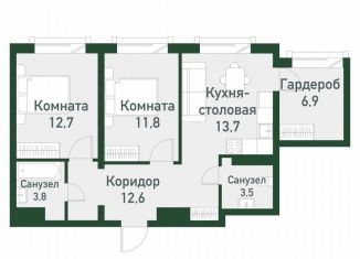 Продам 3-комнатную квартиру, 66.9 м2, посёлок Западный, Спортивная улица, 12