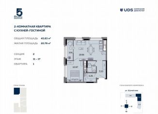 2-ком. квартира на продажу, 45.8 м2, Ижевск, Октябрьский район