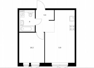 Продам 2-ком. квартиру, 37.2 м2, Московская область, микрорайон Парковый, 1к6