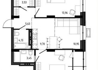 Продается 3-ком. квартира, 72.1 м2, Новосибирская область, улица Ясный Берег, 12