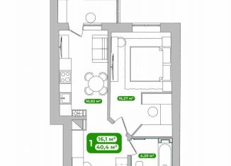 Продаю 1-ком. квартиру, 39.5 м2, Республика Башкортостан, Дорожная улица, 13