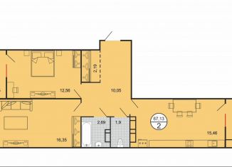 Продается 2-ком. квартира, 67 м2, Ставрополь