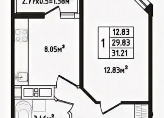 Продажа однокомнатной квартиры, 31.2 м2, Адыгея, Береговая улица, 3к17