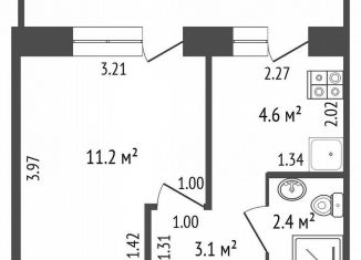 Однокомнатная квартира на продажу, 21.3 м2, Армянск, Железнодорожная улица, 1