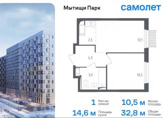 Продаю однокомнатную квартиру, 32.8 м2, Московская область, 1-й Стрелковый переулок, 5