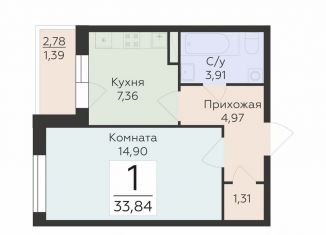 Продается 1-комнатная квартира, 33.8 м2, Воронеж, улица 45-й Стрелковой Дивизии, 259/27, Коминтерновский район