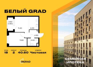 Продается двухкомнатная квартира, 40.6 м2, Московская область, жилой комплекс Белый Grad, 12.2