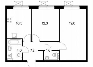 Продается 2-комнатная квартира, 53.9 м2, Котельники, микрорайон Парковый, 1к6