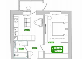 Продам 1-ком. квартиру, 41 м2, Москва, Дорожная улица, 13, район Чертаново Южное