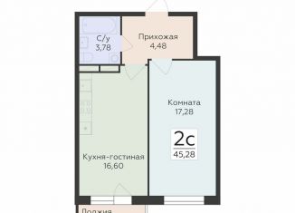 2-ком. квартира на продажу, 45.3 м2, Воронеж, улица 45-й Стрелковой Дивизии, 259/27