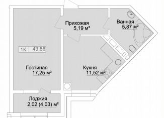 1-ком. квартира на продажу, 43.9 м2, Каспийск