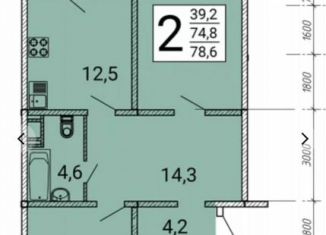 Продаю 2-ком. квартиру, 78.6 м2, Воронеж, Железнодорожный район, улица Артамонова, 34Ж